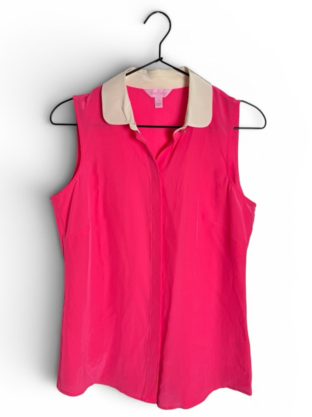Lilly Pulitzer Andria Silk Top Neon Splash Pink